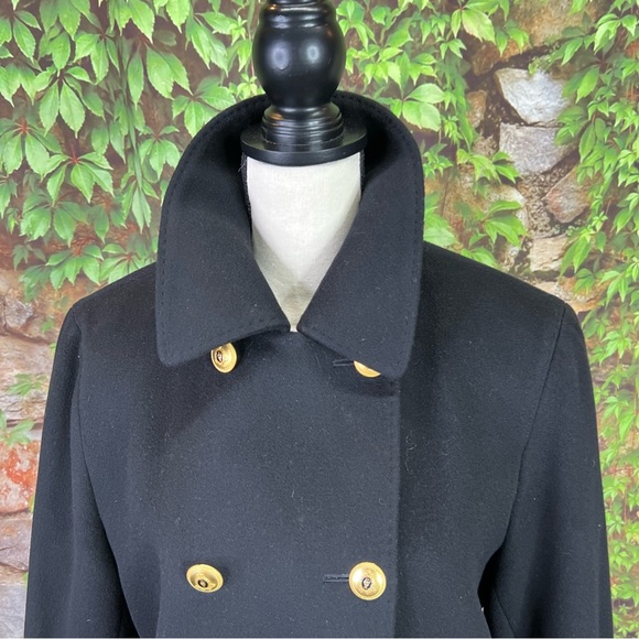 FLEURETTE Black Double-Breasted Cashmere/Wool Pea Coat, 12 *AS IS* - Picture 4 of 16